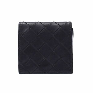 BOTTEGA VENETA Intrecciato Folding Wallet Black Calfskin Case